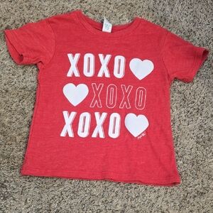 Charming Red Kids Tee with Heart and XOXO Design